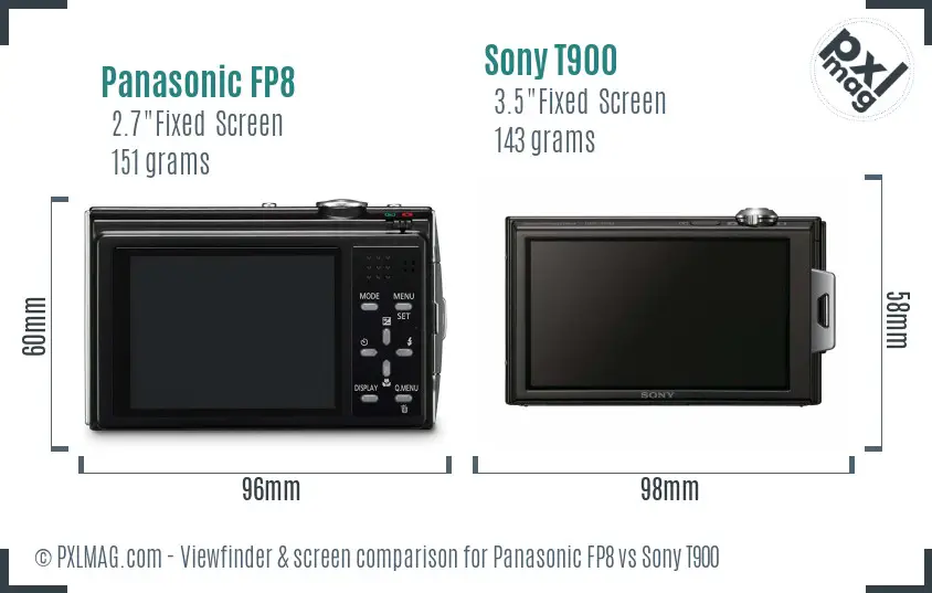 Panasonic FP8 vs Sony T900 Screen and Viewfinder comparison