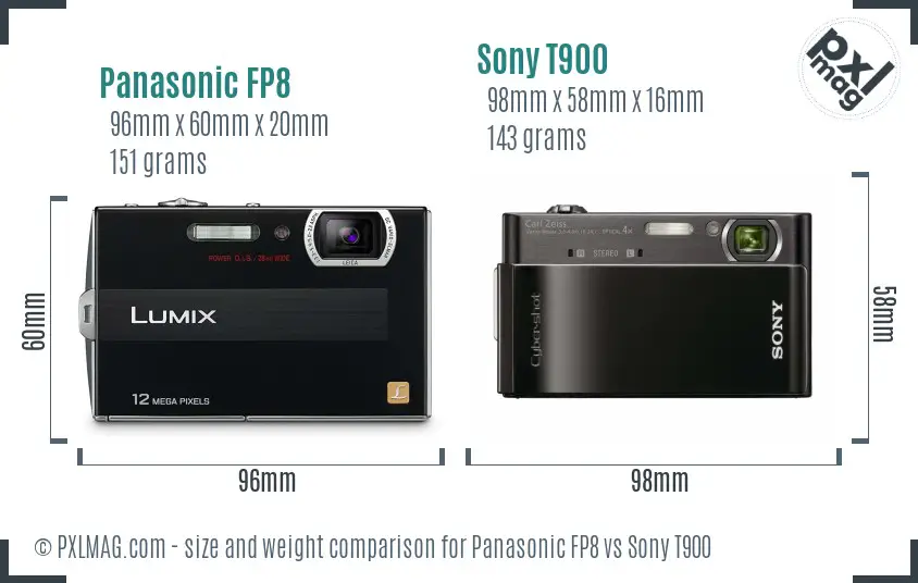 Panasonic FP8 vs Sony T900 size comparison