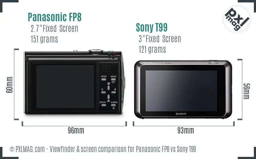 Panasonic FP8 vs Sony T99 Screen and Viewfinder comparison