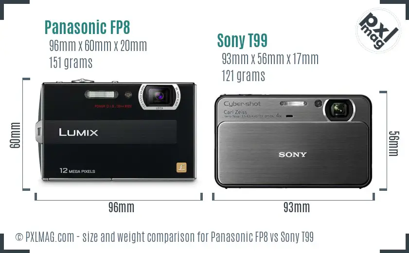 Panasonic FP8 vs Sony T99 size comparison
