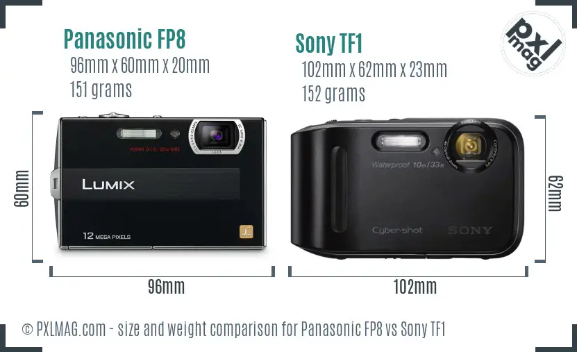 Panasonic FP8 vs Sony TF1 size comparison