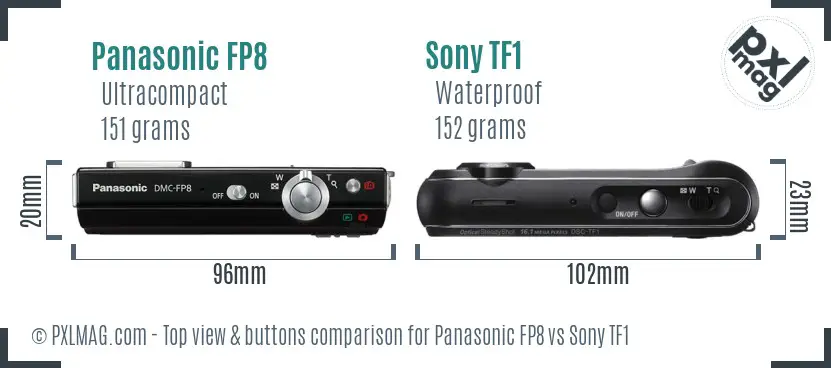 Panasonic FP8 vs Sony TF1 top view buttons comparison