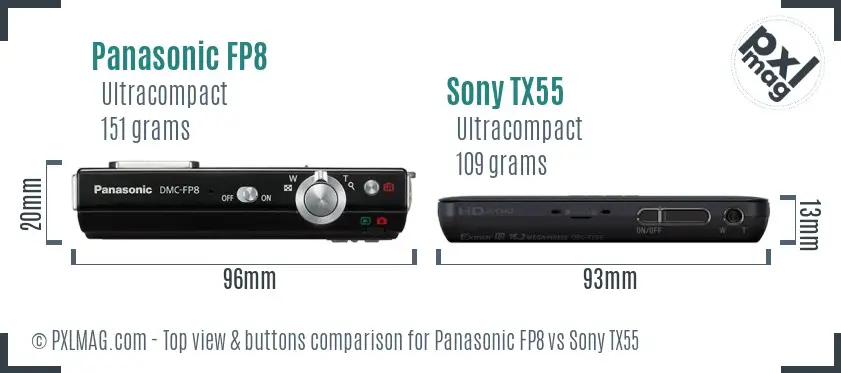 Panasonic FP8 vs Sony TX55 top view buttons comparison