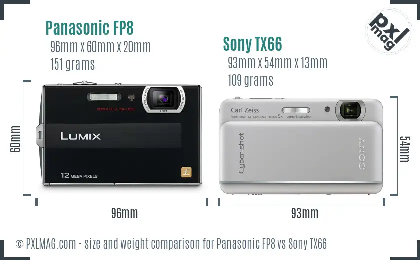 Panasonic FP8 vs Sony TX66 size comparison