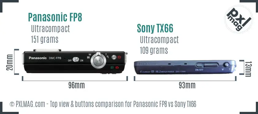 Panasonic FP8 vs Sony TX66 top view buttons comparison