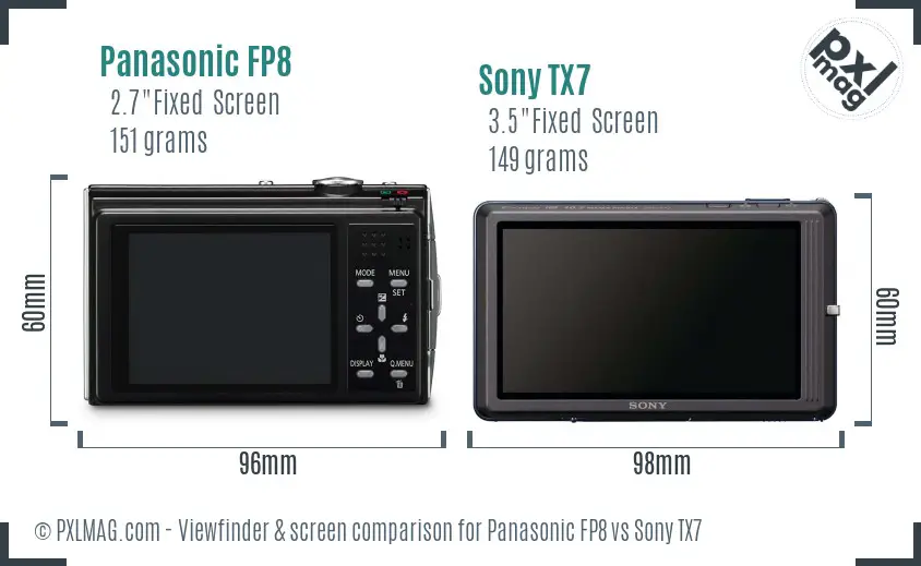 Panasonic FP8 vs Sony TX7 Screen and Viewfinder comparison