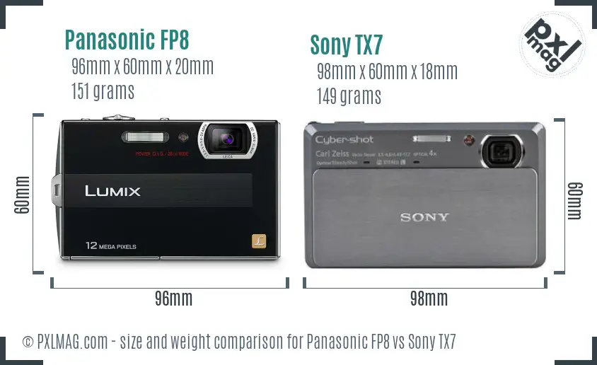 Panasonic FP8 vs Sony TX7 size comparison