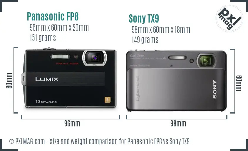 Panasonic FP8 vs Sony TX9 size comparison