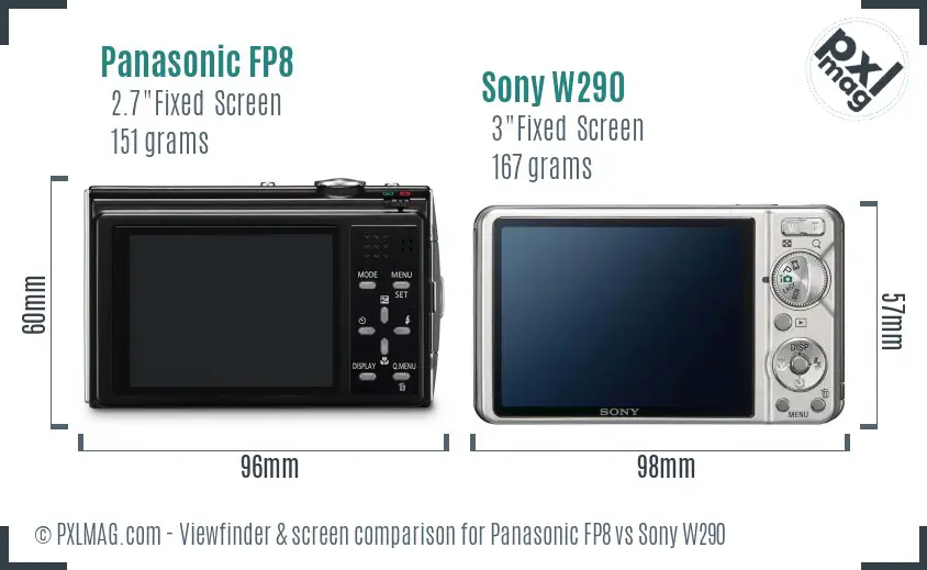 Panasonic FP8 vs Sony W290 Screen and Viewfinder comparison Panasonic FP8 vs Sony W290 Screen and Viewfinder comparison