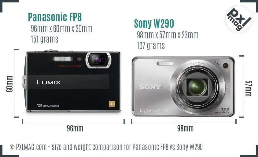 Panasonic FP8 vs Sony W290 size comparison Panasonic FP8 vs Sony W290 size comparison