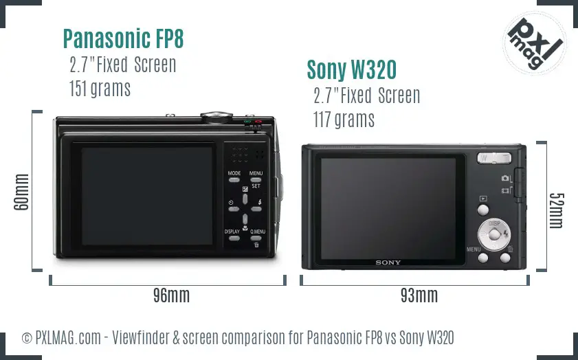 Panasonic FP8 vs Sony W320 Screen and Viewfinder comparison