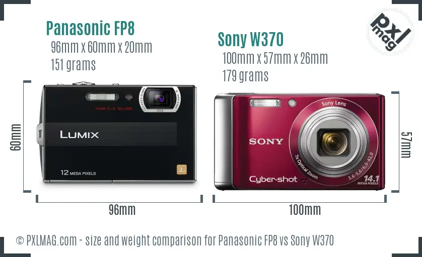 Panasonic FP8 vs Sony W370 size comparison