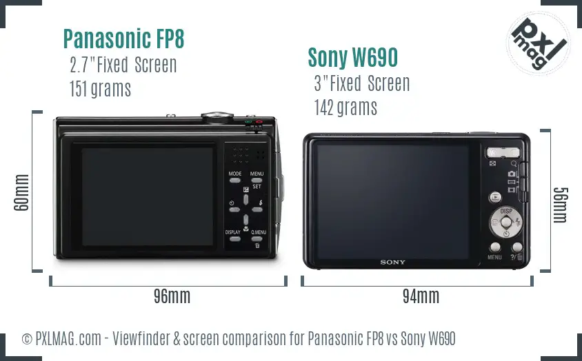 Panasonic FP8 vs Sony W690 Screen and Viewfinder comparison