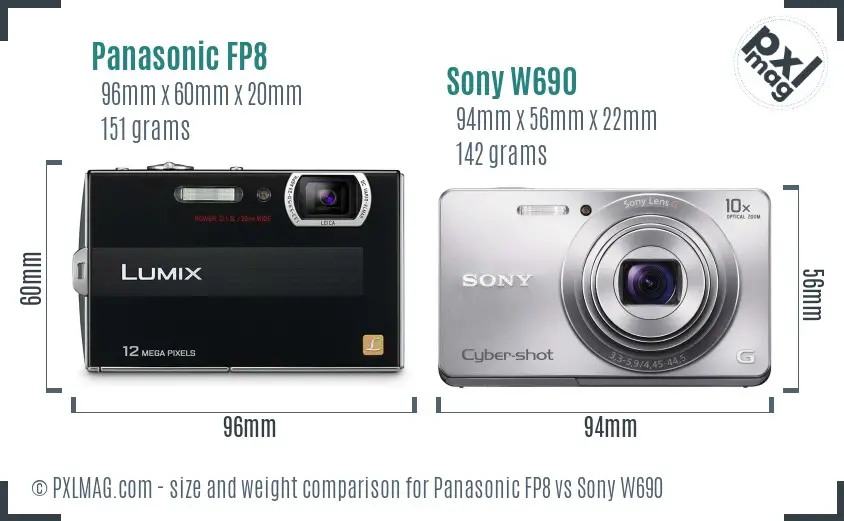 Panasonic FP8 vs Sony W690 size comparison