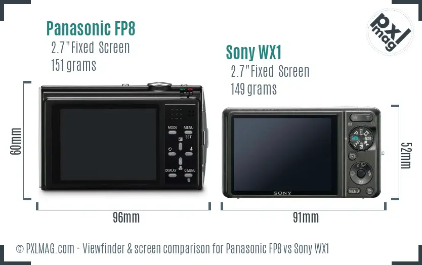 Panasonic FP8 vs Sony WX1 Screen and Viewfinder comparison