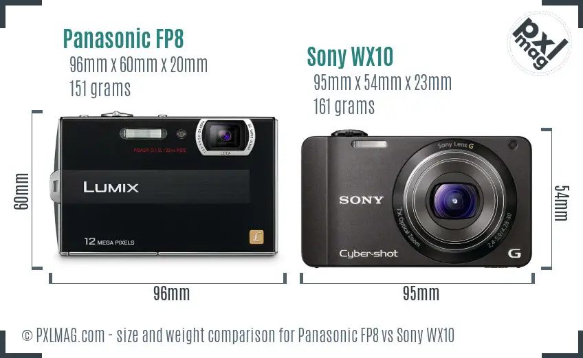 Panasonic FP8 vs Sony WX10 size comparison