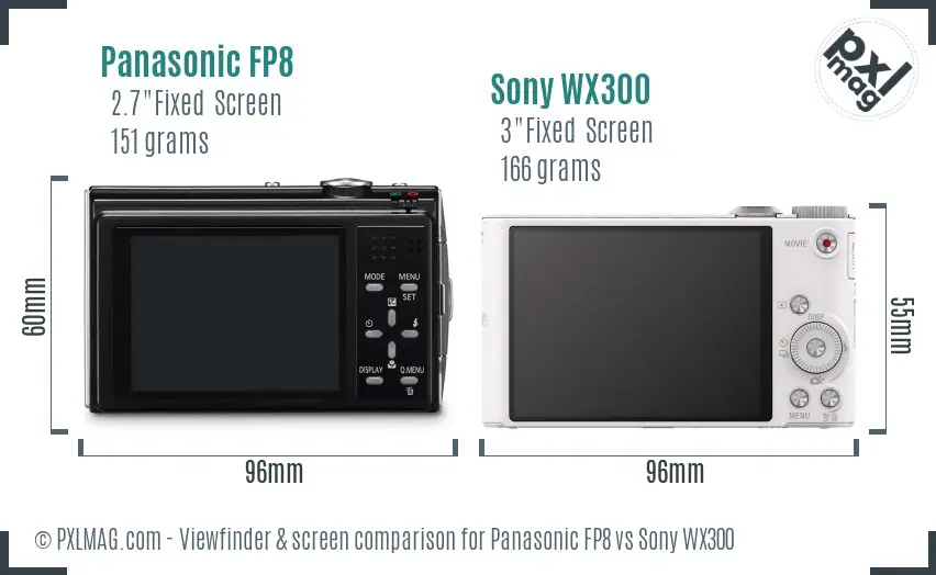 Panasonic FP8 vs Sony WX300 Screen and Viewfinder comparison