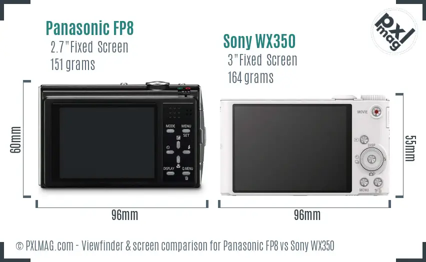 Panasonic FP8 vs Sony WX350 Screen and Viewfinder comparison