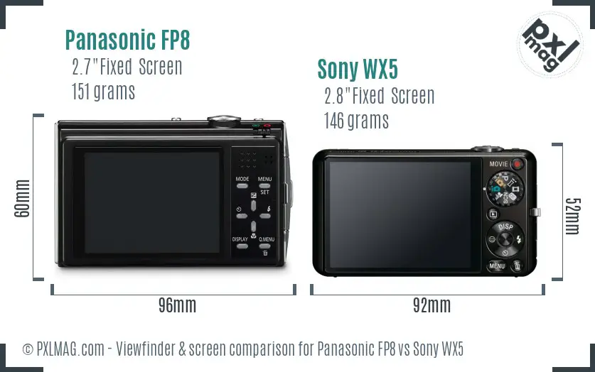 Panasonic FP8 vs Sony WX5 Screen and Viewfinder comparison