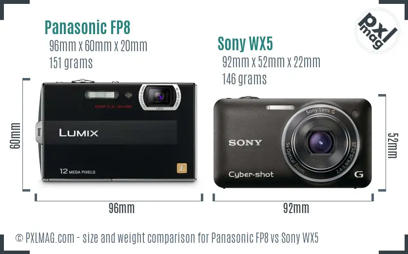 Panasonic FP8 vs Sony WX5 size comparison