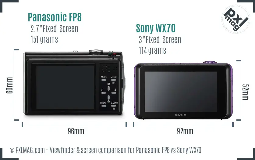 Panasonic FP8 vs Sony WX70 Screen and Viewfinder comparison