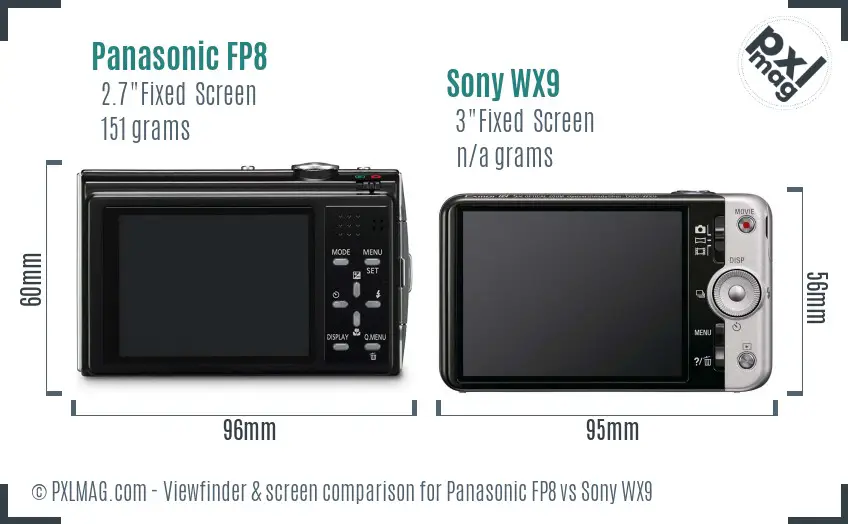 Panasonic FP8 vs Sony WX9 Screen and Viewfinder comparison