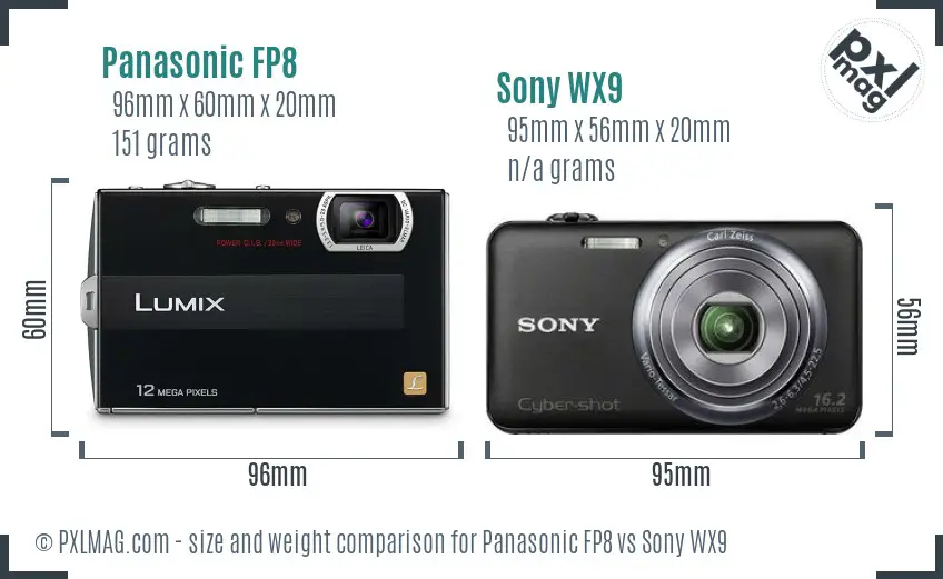 Panasonic FP8 vs Sony WX9 size comparison