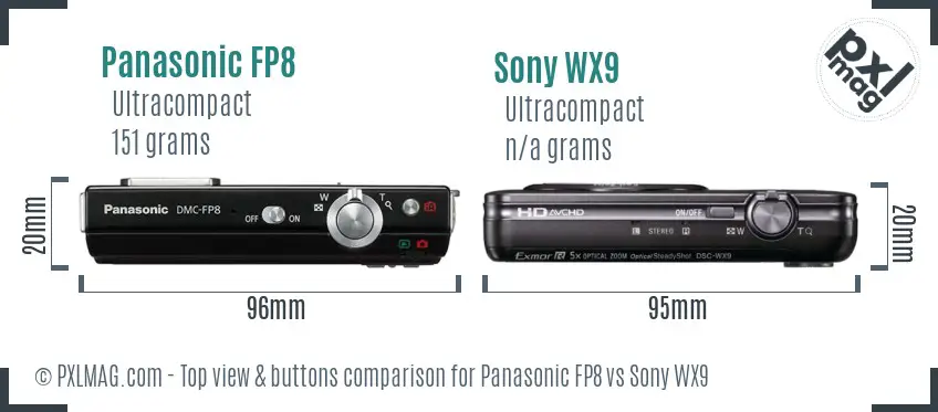 Panasonic FP8 vs Sony WX9 top view buttons comparison