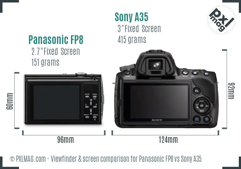 Panasonic FP8 vs Sony A35 Screen and Viewfinder comparison