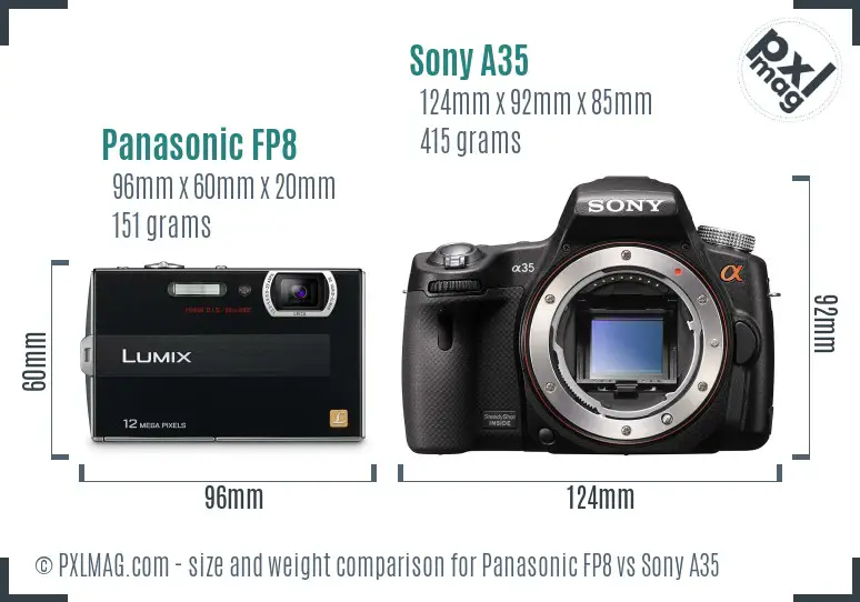 Panasonic FP8 vs Sony A35 size comparison