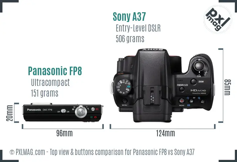 Panasonic FP8 vs Sony A37 top view buttons comparison