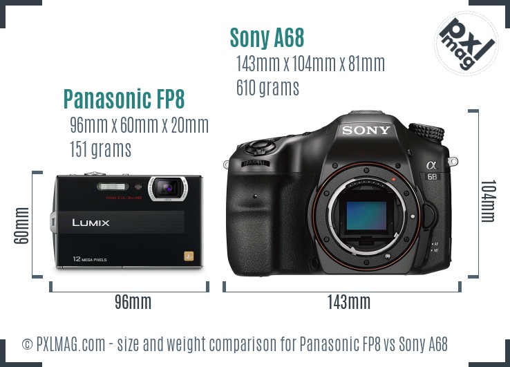 Panasonic FP8 vs Sony A68 size comparison