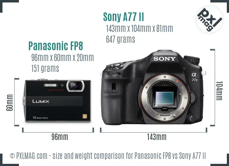 Panasonic FP8 vs Sony A77 II size comparison
