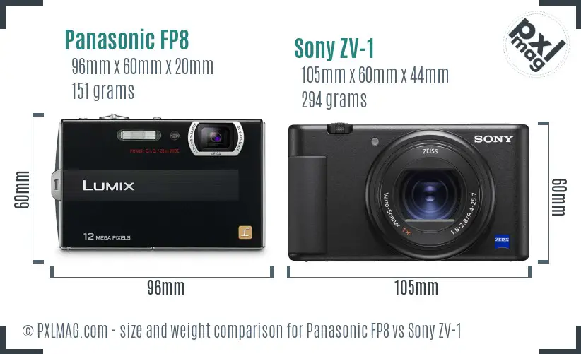 Panasonic FP8 vs Sony ZV-1 size comparison