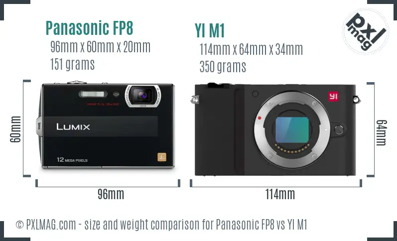 Panasonic FP8 vs YI M1 size comparison