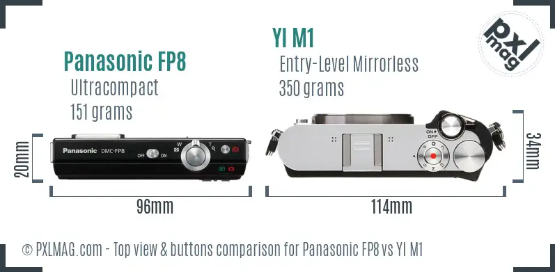 Panasonic FP8 vs YI M1 top view buttons comparison