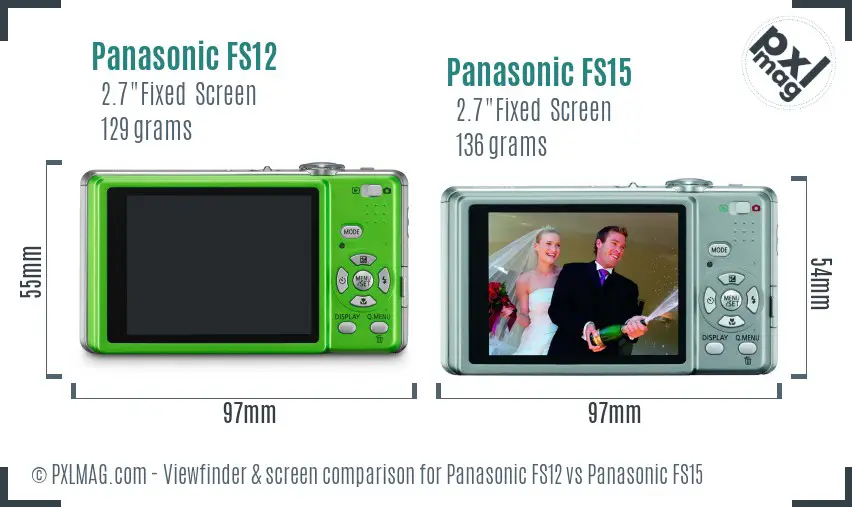 Panasonic FS12 vs Panasonic FS15 Screen and Viewfinder comparison
