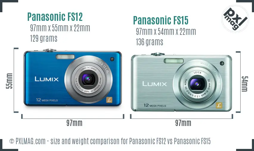 Panasonic FS12 vs Panasonic FS15 size comparison