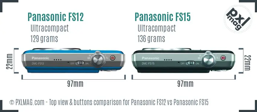 Panasonic FS12 vs Panasonic FS15 top view buttons comparison