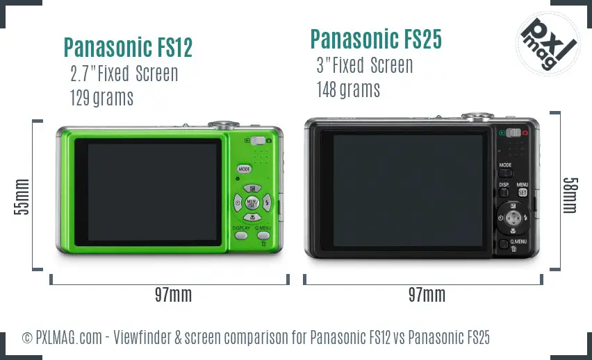 Panasonic FS12 vs Panasonic FS25 Screen and Viewfinder comparison