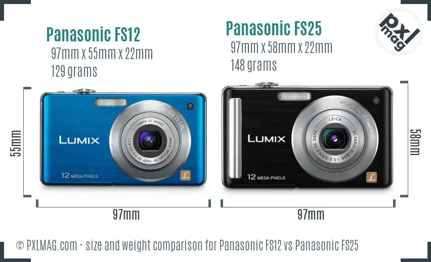 Panasonic FS12 vs Panasonic FS25 size comparison