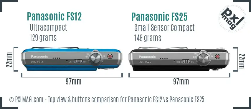 Panasonic FS12 vs Panasonic FS25 top view buttons comparison
