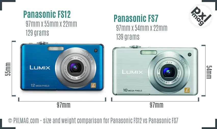 Panasonic FS12 vs Panasonic FS7 size comparison