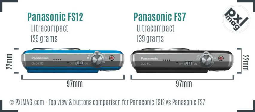 Panasonic FS12 vs Panasonic FS7 top view buttons comparison