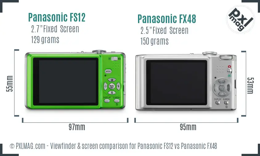 Panasonic FS12 vs Panasonic FX48 Screen and Viewfinder comparison