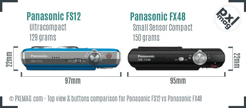Panasonic FS12 vs Panasonic FX48 top view buttons comparison
