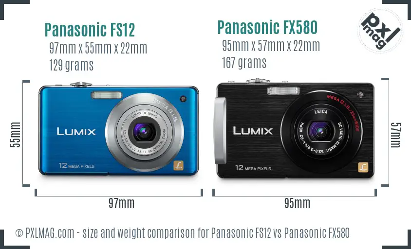 Panasonic FS12 vs Panasonic FX580 size comparison Panasonic FS12 vs Panasonic FX580 size comparison