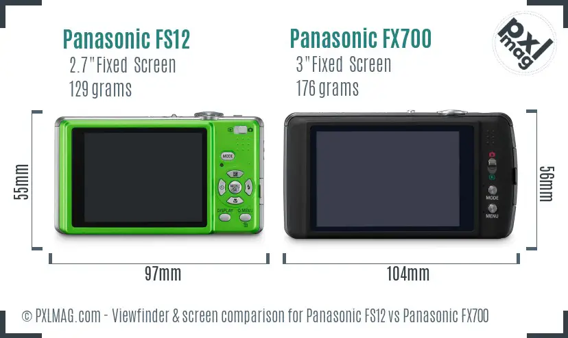 Panasonic FS12 vs Panasonic FX700 Screen and Viewfinder comparison