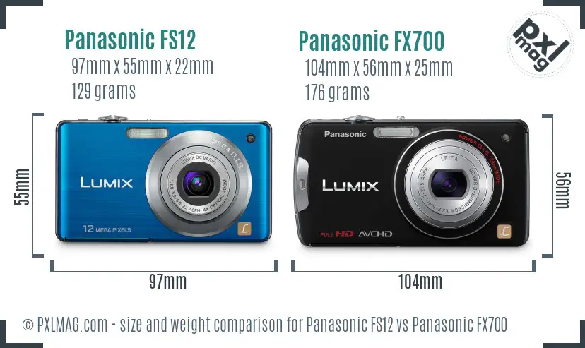 Panasonic FS12 vs Panasonic FX700 size comparison