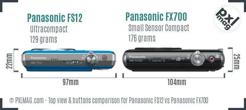 Panasonic FS12 vs Panasonic FX700 top view buttons comparison